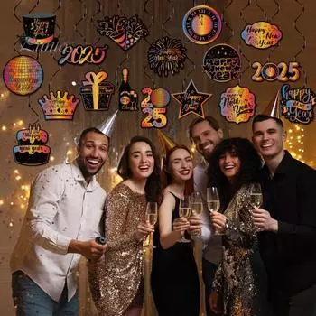 17 шт. 2025 новогодние подвесные завитки внутренние бумажные подвесные потолочные спирали украшения для домов магазинов офисов декор 1 Set