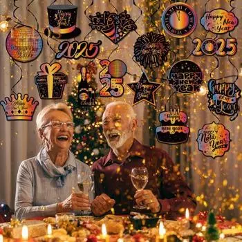 17 шт. 2025 новогодние подвесные завитки внутренние бумажные подвесные потолочные спирали украшения для домов магазинов офисов декор 1 Set