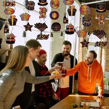 17 шт. 2025 новогодние подвесные завитки внутренние бумажные подвесные потолочные спирали украшения для домов магазинов офисов декор 1 Set