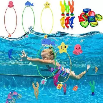 17 шт. детский бассейн для дайвинга, игрушка с кольцом, морская трава, игра, охота за сокровищами дельфинов, пляжный летний открытый бассейн