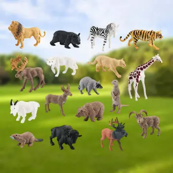 17 шт. фигурки животных из джунглей, миниатюрный игровой набор, украшение на торт, детский развивающий игрушечный стол