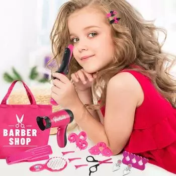 17 шт./компл., детский игрушечный набор для парикмахерской, забавный реалистичный игровой домик, инструменты для волос для маленьких девочек, аксессуары A