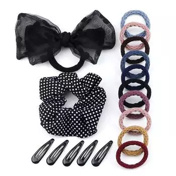 17 шт./набор Эластичные базовые резинки для волос Заколки Модные резинки для женщин Девушек Зажимы для волос Резинки Головные уборы Аксессуары для волос Подарки