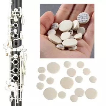 17 шт., практичная, износостойкая, простая установка, круглая подушка для звукового отверстия кларнета, сменные детали инструментов, подушка для звукового отверстия белый
