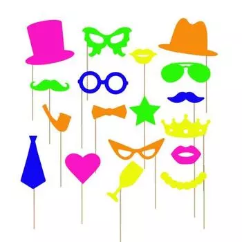 17 шт. Светящиеся неоновые реквизиты для фотобудки Полностью собранные флуоресцентные аксессуары для веселой фотосессии на день рождения Sets