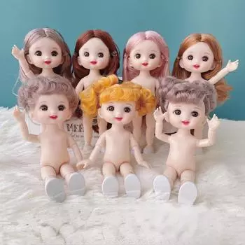 17 см 13-шарнирная кукла для девочек, обнаженные части тела, куклы с волосами, детские игрушки, 26-шарнирная кукла для девочек 17cm head + body