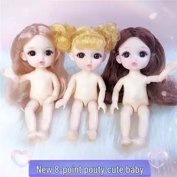 17 см 8-точечная кукла BJD с пухлыми губами, реалистичными 3D глазами, 13 шарниров L12; Single head (no body)