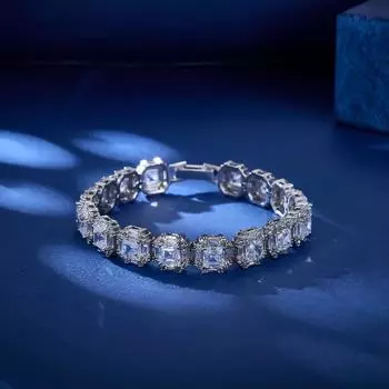 17 см Белый циркон Теннисный браслет Изумрудный кубический цирконий Женские браслеты белый