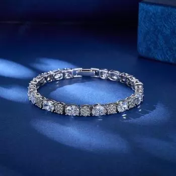 17 см Белый Овальный Цветок Полный Цирконий Серебряное Покрытие Высокое Качество Изящные Ювелирные Изделия Женский Браслет На Руку белый