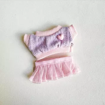 17 см комплект одежды для кукол милый костюм удобный свитер, юбка наряды для девочек на вечеринку розовый