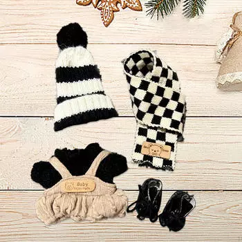 17 см кукольная одежда комплект свитер шляпа брюки детский подарок шарф модная пара обуви милый