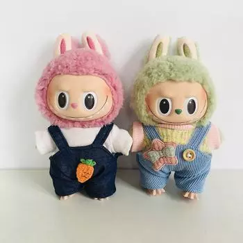 17 см кукольная одежда Labubu футболка комбинезон детская подвеска одежда подтяжки штаны замена одежды трендовый подарок as the picture