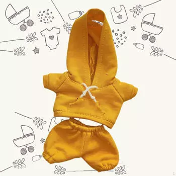 17 см Милая плюшевая кукольная одежда с капюшоном Комплект чучел животных Модные аксессуары yellow