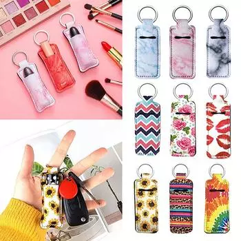 17 стилей, красочный бальзам для губ, уютный неопреновый брелок с короной, цветочный держатель для помады, обертка для помады