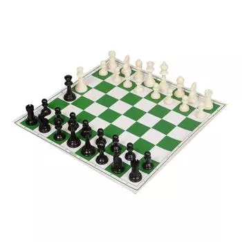 17 X 17 Inches Roll- Up Vinyl Tournament Chess Board Set, with Storage Bag, Big Heavy Chess Pieces and Extra Queens for Kids and Adults 17 INCH
