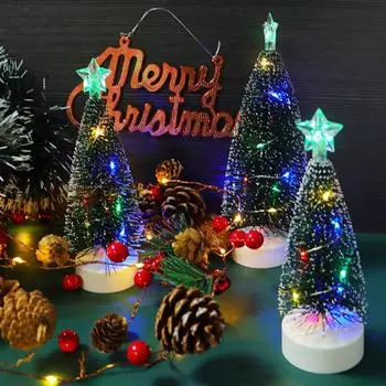 17cm LED Mini Christmas Tree with Multicolor String Lights Small Christmas Tree Lights for Home Office Desktop Decor Winter 17CM