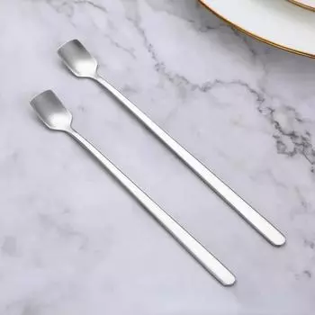 17cm Square Head Coffee Stirring Spoons Stainless Steel Long Handle Colorful Teaspoon Dessert Scoops Tableware Kitchen Utensils