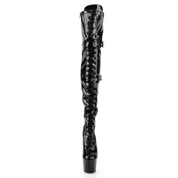 17Cm super high heel boots spring banquet thin heel tall tube thin heel round head black solid color high top fashion boots 34 чёрный