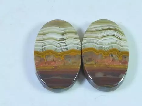 17Cts. Агат AAA Crazy Lace (12X20X2 мм каждый) Пара овальных кабошонов SK-3074
