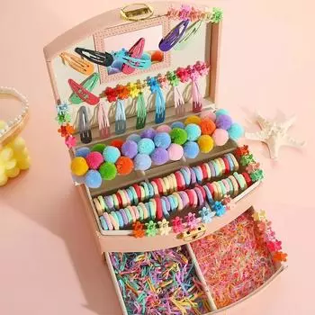 17KM 1201 предмет набора аксессуаров для волос в стиле дофамина - цветная эластичная повязка на голову, плюшевый мяч, заколка для волос в виде цветка макарон и заколка для волос в виде капли воды разноцветный