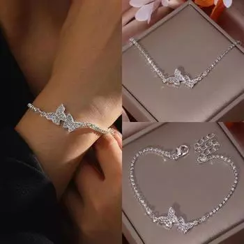 17KM 1шт Цирконий Бабочка Браслет, Лесная серия Высококачественный универсальный ручной работы для подруги, рождественский подарок