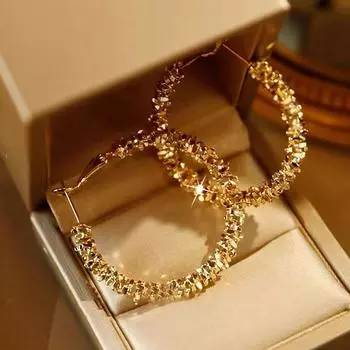 17KM 2PCS модные и персонализированные золотые круглые серьги с шипами и нерегулярными мерцающими серьгами