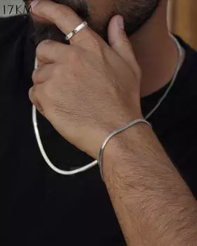 17KM 3 шт. браслет из нержавеющей стали ожерелье кольцо для мужчин и женщин ретро простой и персонализированный панк хип-хоп комплект ювелирных изделий модные подарки