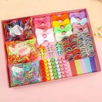 17KM 860 Dopamine Fashion набор женских аксессуаров для волос - эластичные цветные повязки, заколки-банты и заколки-звезды - случайные цвета без коробки