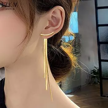 17KM Foxanry Prevent Allergy Серьги-гвоздики Элегантные ювелирные изделия Шарм для женщин и девушек Модные элегантные цепочные кисточки Геометрические свадебные аксессуары золотой