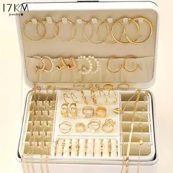 17KM Элегантный ассортимент из 54 предметов: серьги, ожерелья, кольца, браслеты, универсальная коллекция 4 в 1 для ежедневного комплекта ювелирных изделий