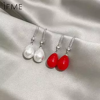 17KM Модные серебряные серьги-подвески с искусственным жемчугом в форме капли для женщин, элегантные блестящие круглые серьги-гвоздики с искусственным жемчугом 6