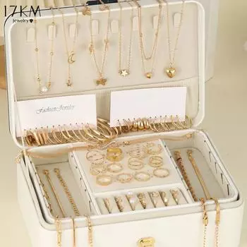 17KM Ожерелье, Серьги, Комплект колец, Персонализированные ретро-серьги высокого класса, Женские серьги с аксессуарами