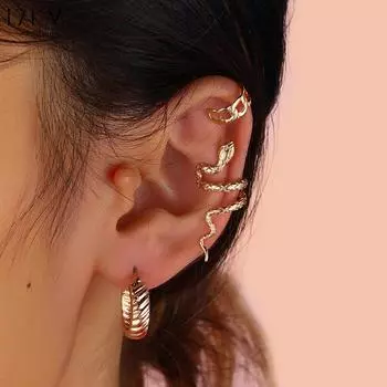 17KM панк золотого цвета клипсы в виде животных змей клипсы для ушей без пирсинга для женщин и мужчин поддельные пирсинг каффы модные украшения