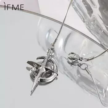 17KM персонализированное ожерелье со звездой и луной для женщин, резная серебряная подвеска унисекс, цепочка-змея, модные аксессуары, ювелирные изделия