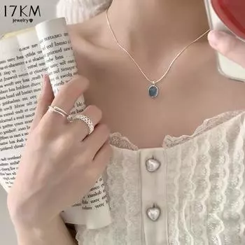 17KM Простое Цирконовое Ожерелье для Женщин Модная Подвеска Серебряная Цепочка Ожерелья Аксессуары Ювелирные Изделия