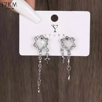 17KM Серьги-звездочки Sweet Cool Wind Love Tassel Star для женщин, дизайн, индивидуальность, чувство моды, вечерние украшения, подарки