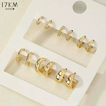 17KM золотые винтажные круглые серьги-кольца для женщин простые модные геометрические серьги с цирконием новые модные украшения подарки на вечеринку