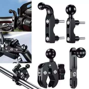 17mm 25mm Aluminum Alloy 1 Ball Handlebar Clamp Mount Base Mount Ball for Double Socket Arm Bike Motorcycle Phone Holder