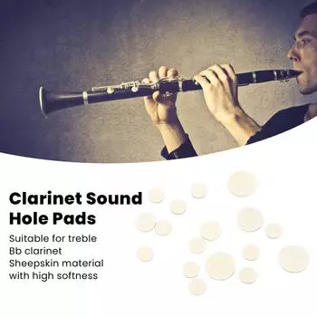 17 шт. подушечки для звуковых отверстий, высокие частоты, прокладка для ключей кларнета Bb, сменные накладки для деревянных духовых инструментов, подушечки из овчины
