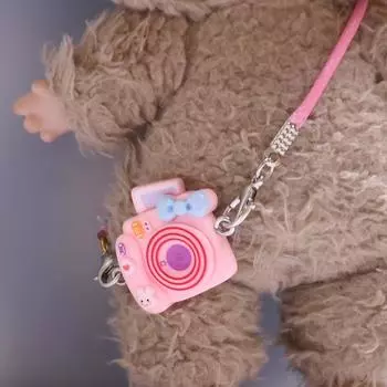 17см Подвеска-шляпа Лабубу: Аксессуар для одежды/Брелок для ключей/Шарм для наплечной сумки/Стакан для воды Pink Camera