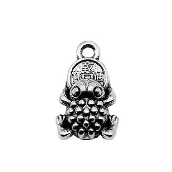 17x11 мм подвески в виде монет-лягушек античное серебро цвета товары для рукоделия аксессуары бренд: WYISYWG 10 шт.