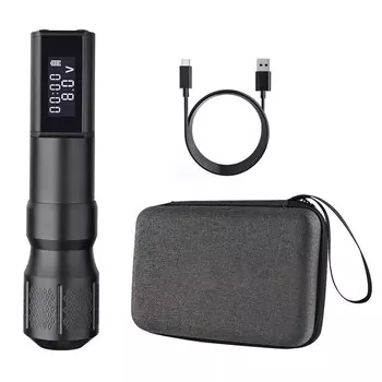 1800 мАч беспроводная роторная ручка для татуировки 9 В 11000 об./мин. 3,5 мм ход ЖК-дисплей перезаряжаемый картридж