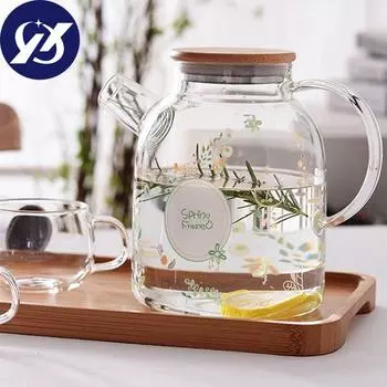 1800 мл европейские креативные прозрачные термостойкие стеклянные чайники, горшок для холодной воды, фильтр, цветочный чайник, офисный чайник большой емкости