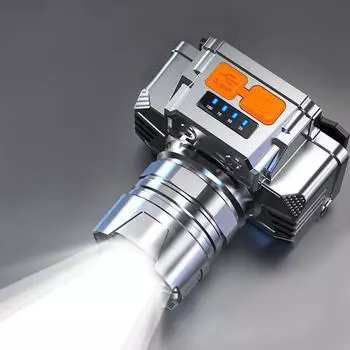 1800LM Camping LED Headlamp IPX4 Waterproof Head-mounted Flashlight 3Lighting Modes for Outdoor Hiking Fishing Adventure Running серебряный