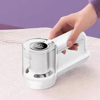 1800mAh Rechargeable Hair Ball Trimmer Electric Lint Remover Portable Large Handle Digital Display Clothes Sweater Fabric Shaver белый