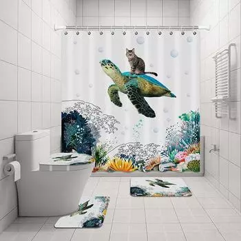 180*180 см с 12 крючками кошка серфинг динозавр занавеска для душа водонепроницаемые аксессуары для ванной комнаты