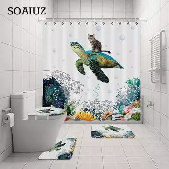 180*180 см с 12 крючками кошка серфинг динозавр занавеска для душа водонепроницаемые аксессуары для ванной комнаты