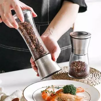 180/200 мл нержавеющая сталь стеклянная мельница для перца ручная соль мельница для перца кухонный гаджет бутылка для специй мельница бытовой инструмент
