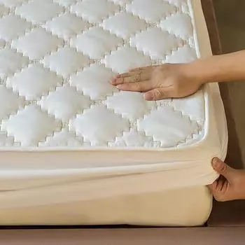 180*200 см хлопковый утолщенный гипоаллергенный антибактериальный наматрасник, нескользящий дышащий ультрамягкий стеганый защитный чехол для матраса серый