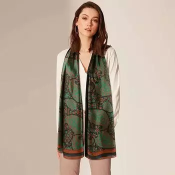 180*90 см большой шелковый атласный шарф женский с принтом цветов кешью шарф весенне-летний стиль новый шаль женская ручная НОВЫЙ 90x180cm